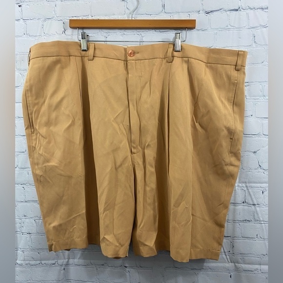 Saxony Big & Tall Mens Size 52 Golden Mustard Dress Shorts Polyester/Rayon Blend - Picture 1 of 8